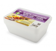Food Containers & Lids Rectangle Plastic 750M 4Pc