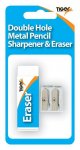Tiger Blister Carded Double Metal Sharpener With Eraser