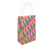 Harlequin Paper Party Bag With Handles 14cm X 21 cm X 7cm