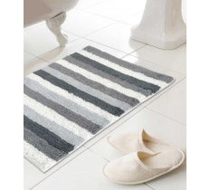 Stripe Design 100% Cotton Bath Mats 50X80cm - Grey