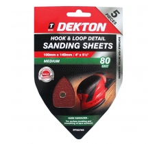 Dekton 5 Piece Hook And Loop Detail Sanding Sheets 100mm x 140mm