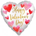 18" Satin Watercolor Happy Valentines Day Balloon