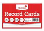 Silvine 100 White Ruled Record Cards 203mm X 127mm