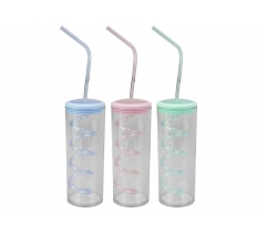 Spiral Straw Drinking Cups 3 Assorted