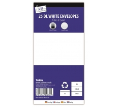 White DL Peal & Seal Envelopes 25 Pack