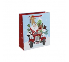 Christmas Cute Santa Medium Gift Bag (215mm x 253mm x 102mm)