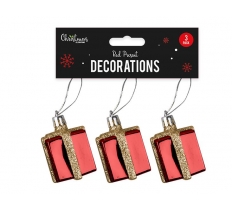 Red Present Decorations - 3 Pack