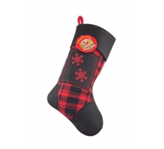 Deluxe Plush Tartan Snowflake Christmas Stocking 40cm X 25cm