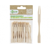 Eco Connection 50 Pack 9cm Bamboo Skewer Forks