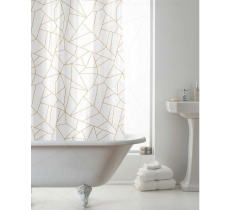 Geo Design Shower Curtains With Rings Gold