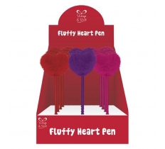 Fluffy Heart Pens ( Assorted Colours )