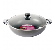 32cm N/S Wok with Glass Lid -Double Handle