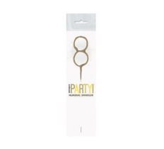 Birthday Glitz Gold Sparkler 7" Number 8