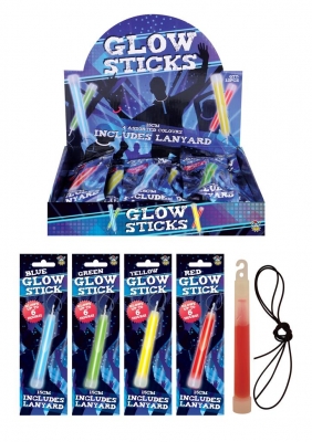 Glow Stick 15cm With Lanyard ( Assorted Colours )