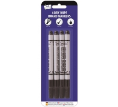 Tallon 4 Pack Dry Wipe Markers Black