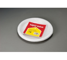 Super Value White Plastic Plates 23cm 15 Pack