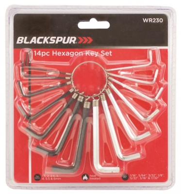 Blackspur Hexagon Key Set 14 Pack