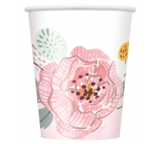 Painted Floral 9oz Paper Cups 8 Pack