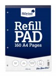 Silvine A4 Refill Pad Perforated 5mm Squares 160 Pages