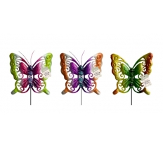 Glass Bead Butterfly Garden Stake ( Assorted Designs )