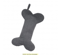 Deluxe Plush Grey Bone Shape Stocking 40cm X 25cm