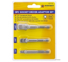 Socket Driver Adaptor Set 1/4" 3 Pack