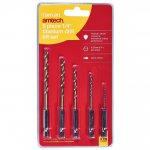 Amtech 5 Pack 1/4" Tin Coated Drill Bit Set