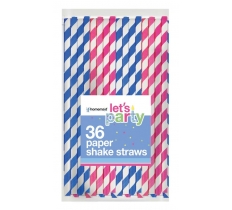 36 Pack Striped Shake Paper Straws