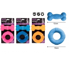 Smart Choice Rubber Ring Bone Dog Toy ( Assorted Colours )