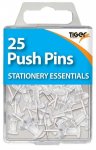 Tiger Essential 25 Push Pins Clear