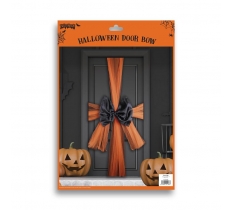 Halloween Door Bow Black/Orange