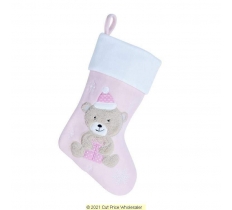 Deluxe Plush Pink Fluffy Teddy Stocking 40cm X 25cm