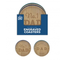 Father's Day Wooden Engraved Coasters PDQ