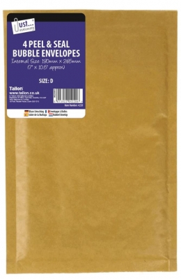 Tallon Bubble Envelopes 4 Pack 180X265