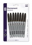 Permanent Markers 8 Pack ( Black )