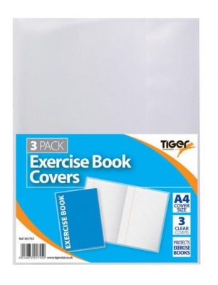 Tiger A4 Exercise Book Cover Clear 3 Pack