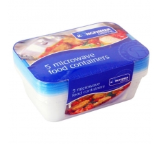 Microwave Food Containers With Blue Lids 5 Pack