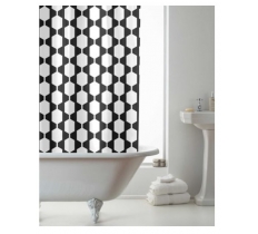 Retro Mono Design Shower Curtains With Rings