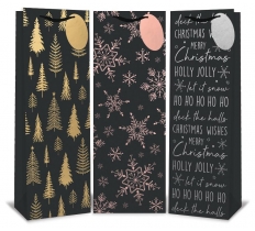 Gift bag Christmas Foil Black Bottle Bag(12 x 36 x 8cm)