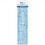 Glitz Blue & Silver Foil Banner "Happy Birthday" 9Ft