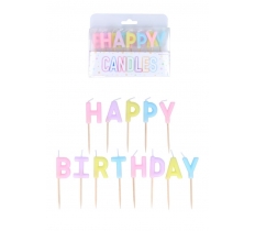 Pastel Happy Birthday Candles 13 Pack