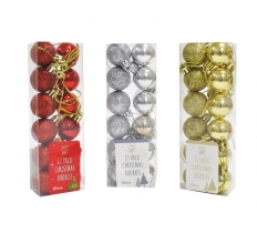 Baubles 30mm 12 Pack ( Assorted Colours )