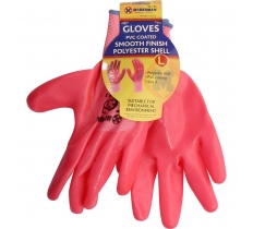 Pink Polyester Pvc Coating Gloves