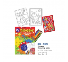 A4 Dinosaur 8 page Colouring Pack With Colour Pencils