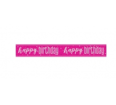 GLITZ Happy Birthday Pink Prism Foil Banner 9 ft
