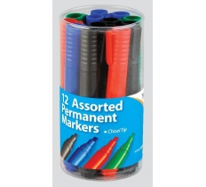 Assorted Tiger Chisel Tip 2mm Permanent Markers 12 Pack