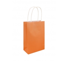 Orange Paper Party Bag With Handles 14 X 21 X 7cm