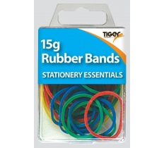 Tiger Essential 15G Rubber Bands Coloured