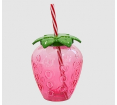 Strawberry Cup with Straw 500ml