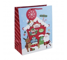 Santa Grotto Large Gift Bag ( 265mm X 330mm X 140mm )